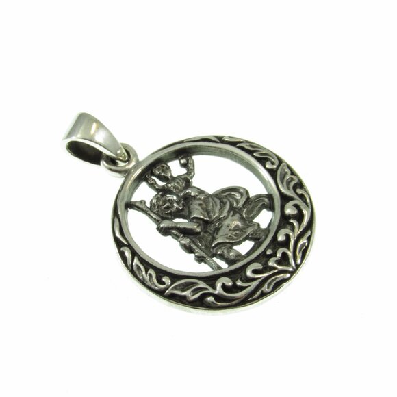 Solid 925 Sterling Silver Saint Christopher Protection Religious Medal Pendant - Picture 6 of 8